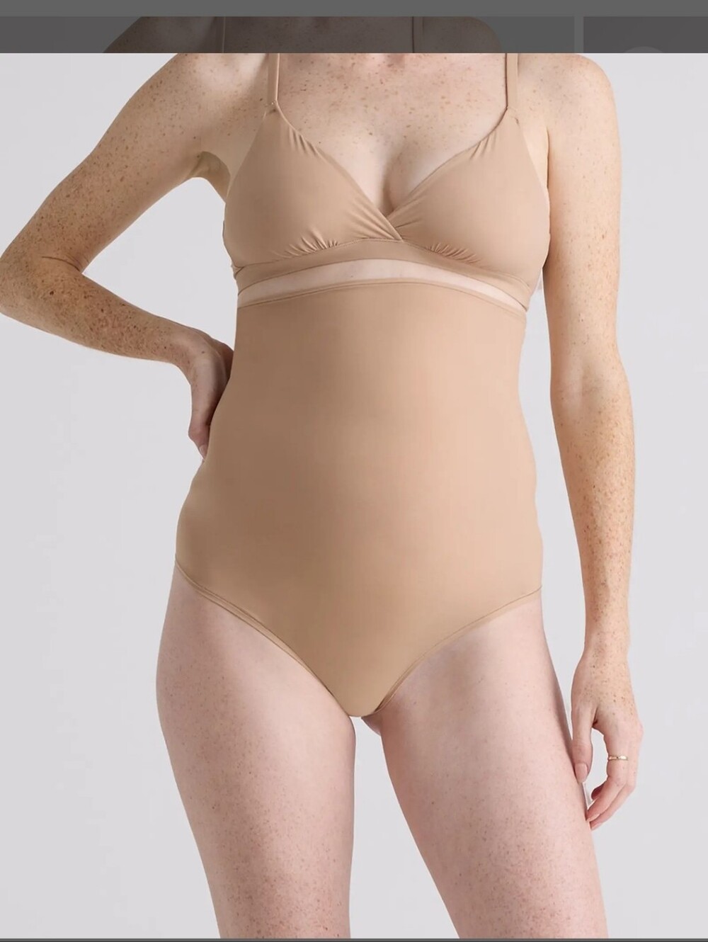 Quince Womens Small Sand Second Skin Ultra High Rise Thong Panties 3 Pack